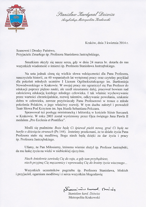 List Ks. Kardynała